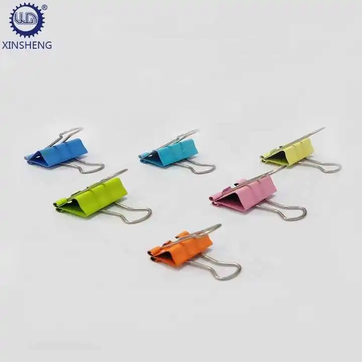 factory produces long colored metal clips of various sizes for holding tickets and documents