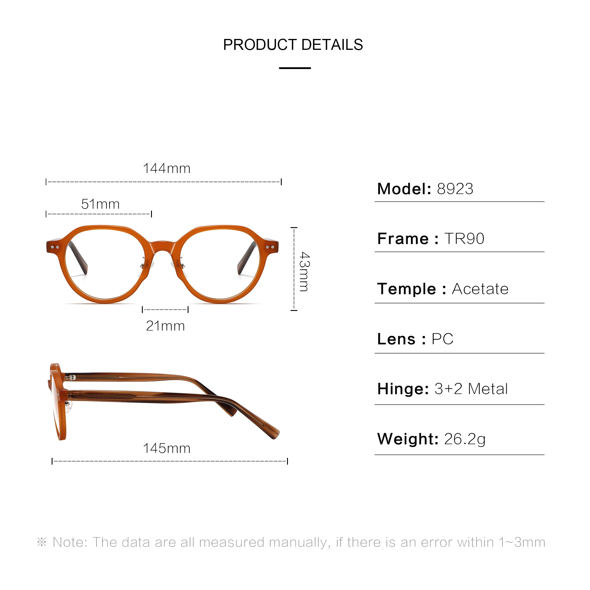 2023 Latest Good Quality Round Frame Acetate TR90 Eyeglasses Blue light Men Women Optical Glasses