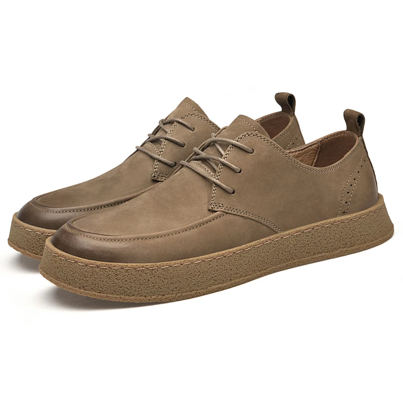 New Styles British Cowhide Bottom Shoes Casual Light Weight Breathable Men High Quality Office Leather Lace-up Shoe For Men