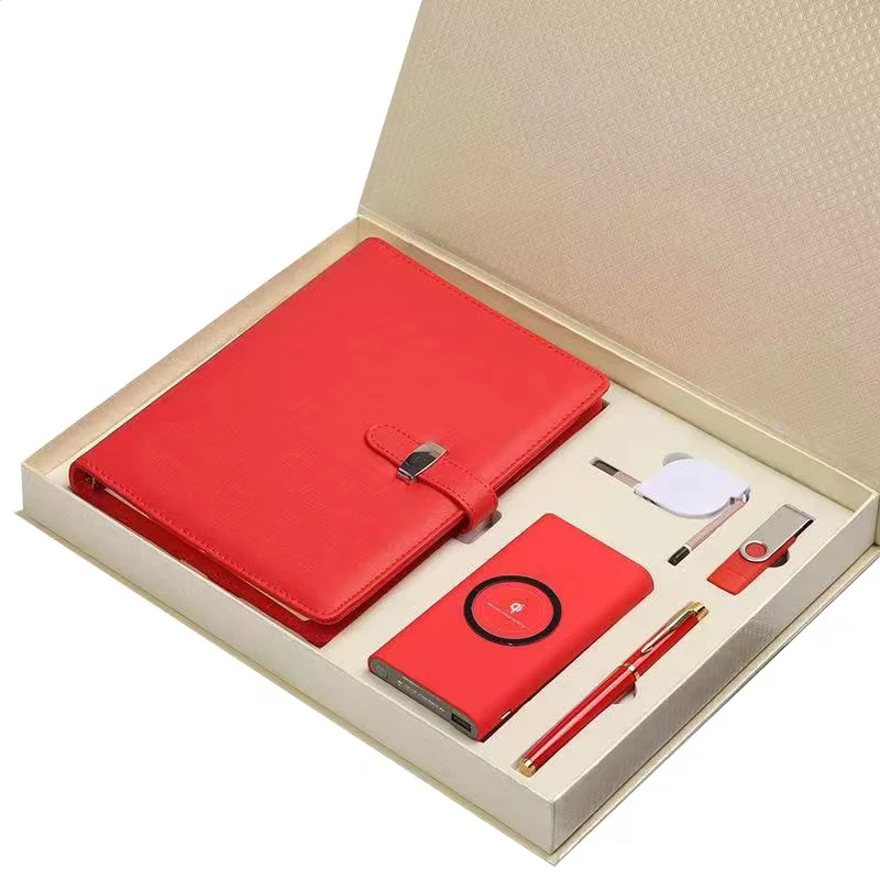 JCX/New product ideas 2022 Luxury Business Gifts Smart portable charger notebook with power bank Set