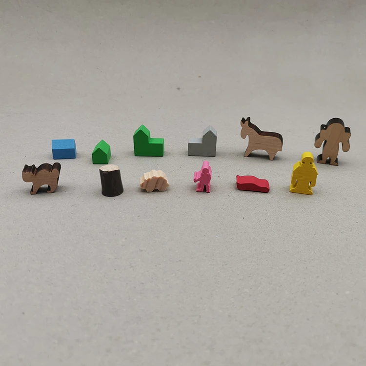 high quality custom colorful wooden meeple board game accessories wooden animal meeples