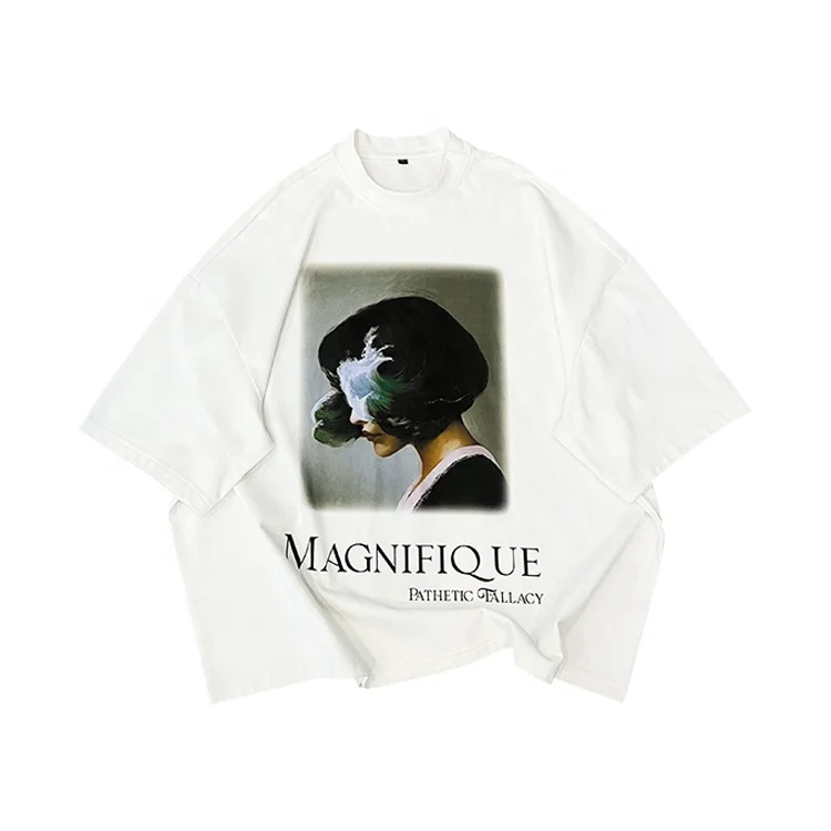 high quality brown t-shirt streetwear 100% cotton 260gsm heavyweight t-shirt drop shoulder DTG printing mens boxy tshirt