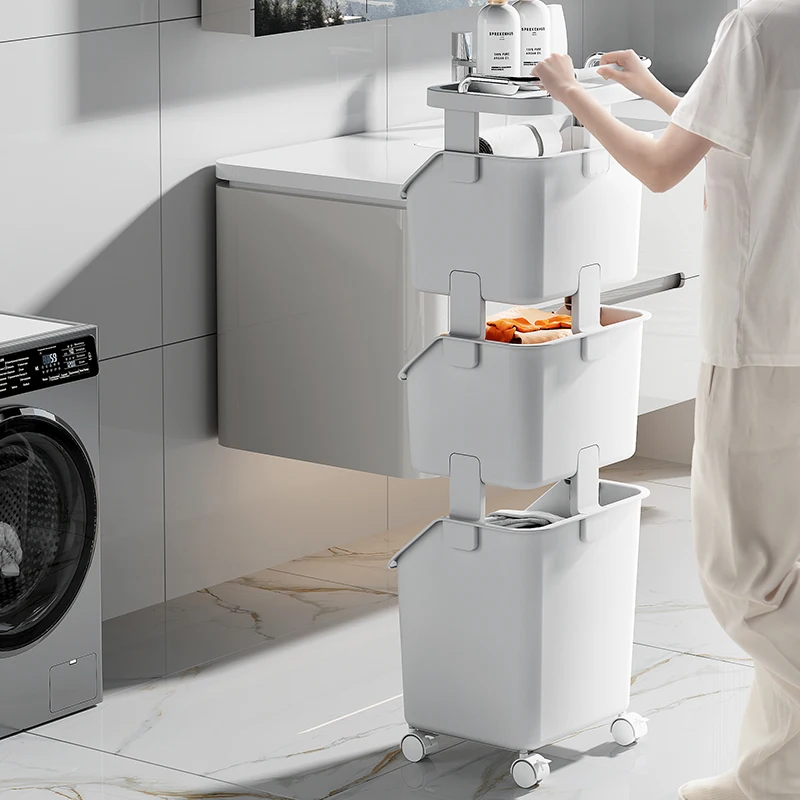 Wannuo Plastic Storage Drawers & Carts Large Capacity Thickened 2/3 Layer Hollowed Storage Rack for Bathroom
