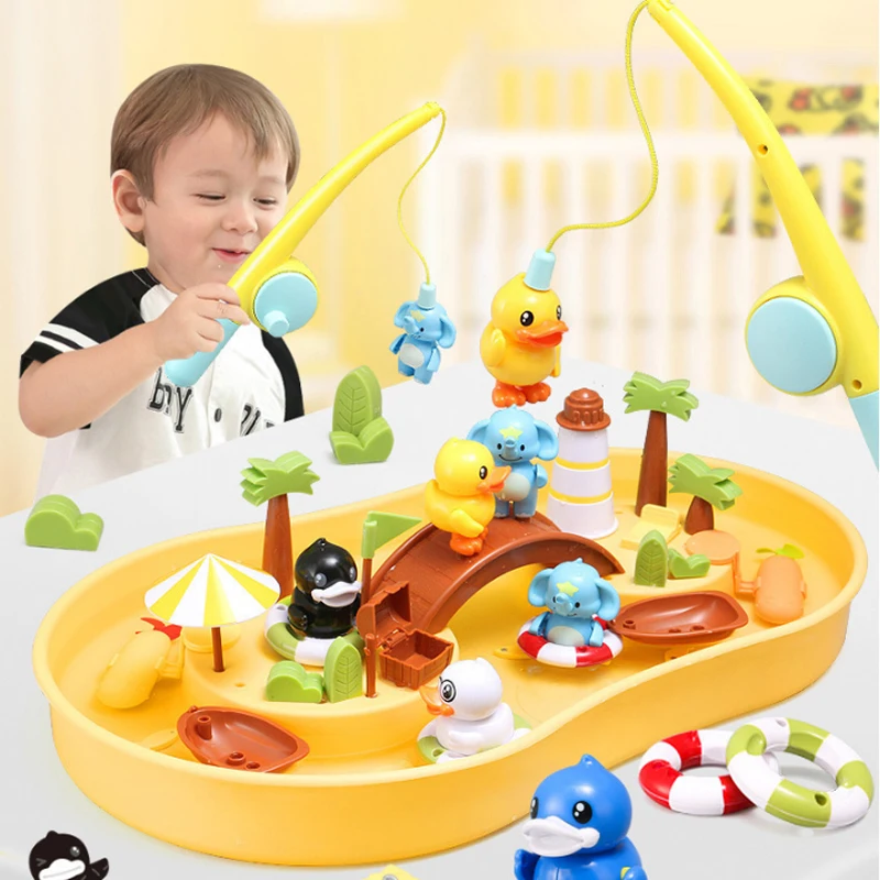 
Electric diy scene water sand bath magnetic set kids fishing toy game 
