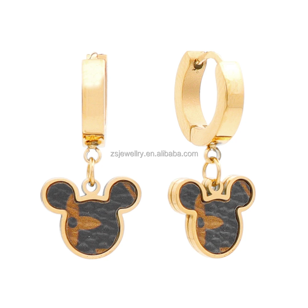 Rose Gold Plated Stainless Steel Girl Zircon Diamond Love Heart Earrings Jewelry Polymer Dubai Earrings