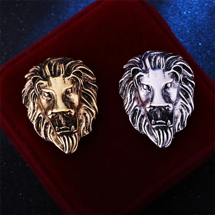 Retro Domineering Coat Corsage Collar Pin Alloy Lion Animal Clothes Jewelry Brooch For Men