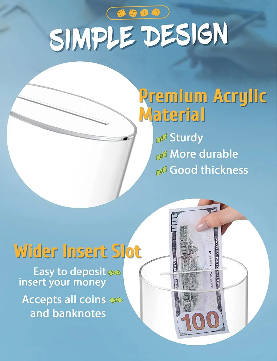 Customized Clear Acrylic Piggy Bank Saving Money Piggy Bank Coin Bank For Kids