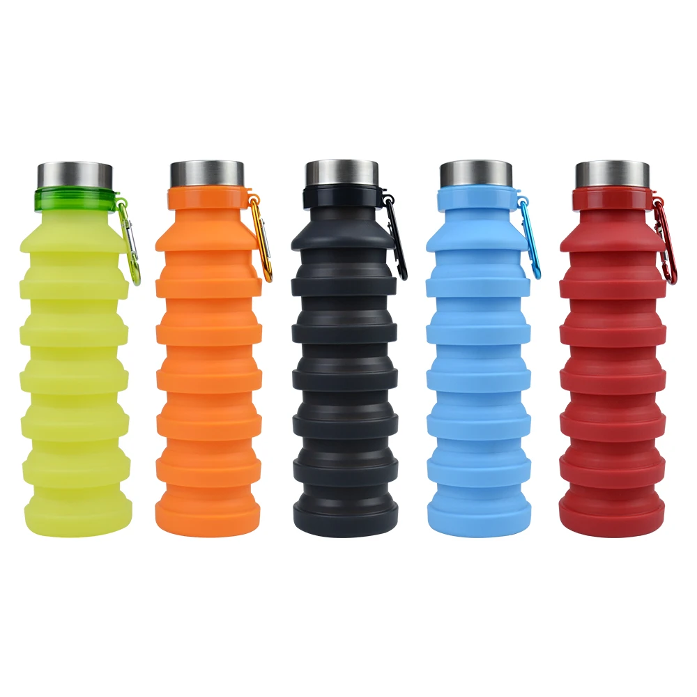 Hot Sale OEM/ODM Custom Logo Food Grade BPA Free Silicone Foldable Sports Bottles Collapsible Water Bottles