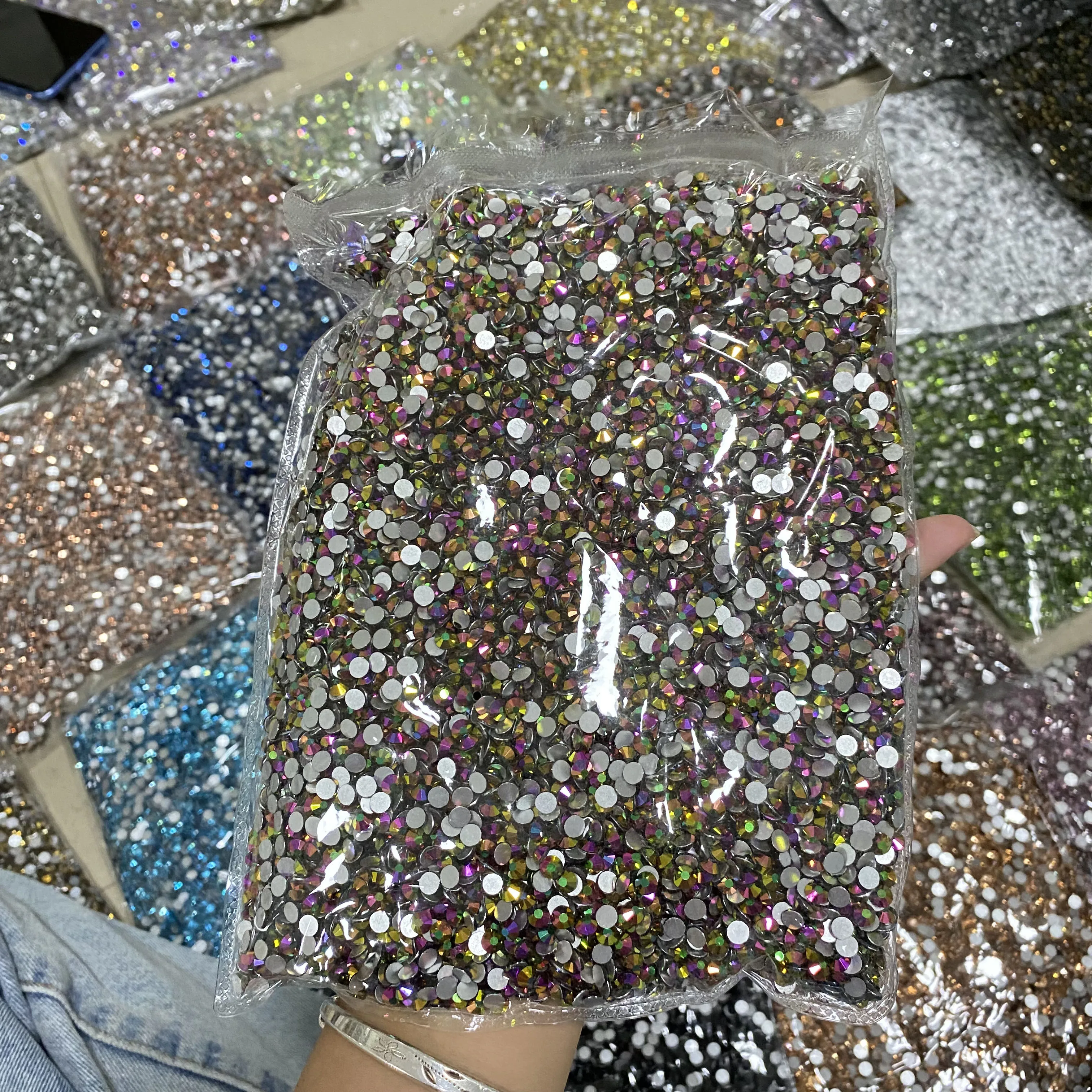 Xulin Plated Color Sliver Back Rhinestone Non Hot Fix Glass Sparkles Volcano Glass Rhinestones For Nail Art DIY