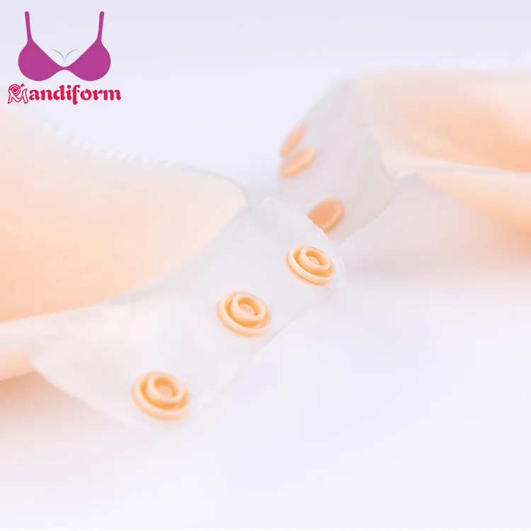 Women nude wing shape front buckle full cup waterproof push up sticky silicone bra