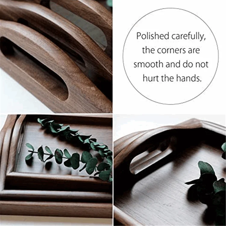 Vintage decorative platters decor durable walnut wholesale factory rustic wooden tray