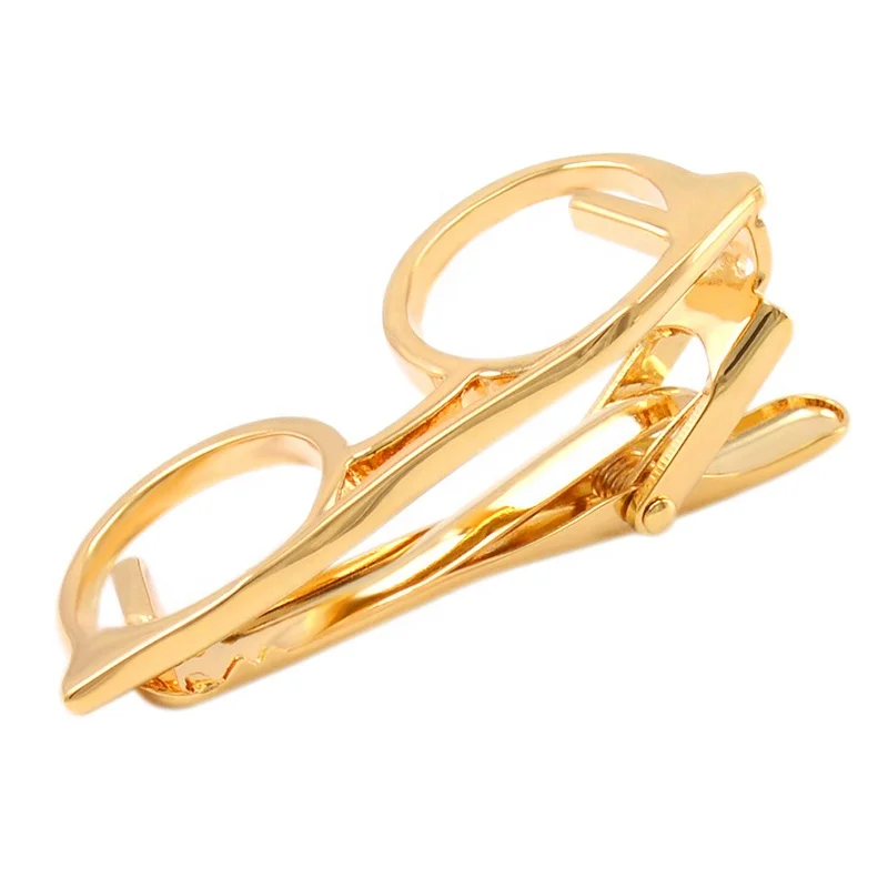 SAVOYSHI Trendy Glasses Design Tie Clips for Men Necktie Tie Bar Clasp Tie Pin Fashion Special Mens Gift Free Carving Name