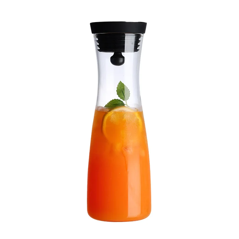 wholesale heatresistant glass pitcher water carafe decanter with stainless steel flow lid
