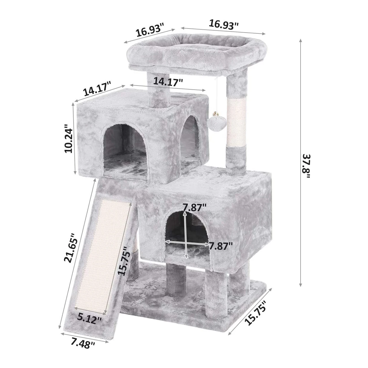 Customized Design Plush Pet Condo Tower Supplier Furniture  Toys Wooden Cat Scratcher Tree House Tower