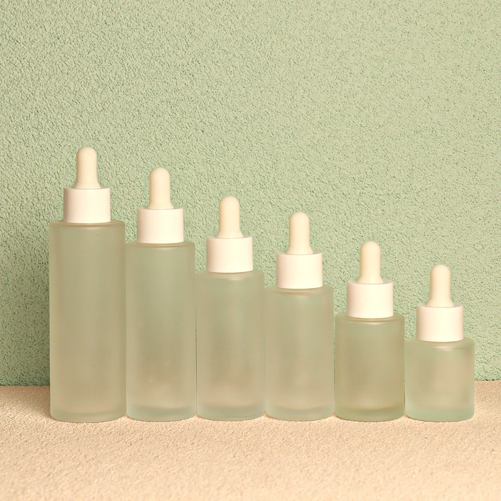 30ml 50ml cosmetic skin care essential oil essence packaging frosted glass flat shoulder matte serum dropper bottle with box