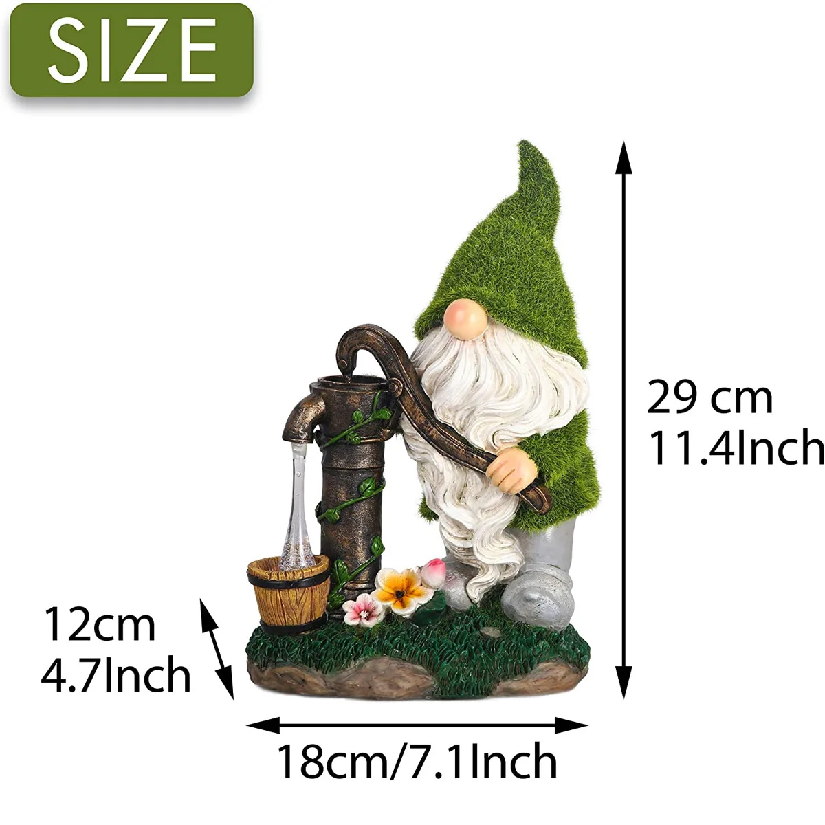 
Garden Decorations Gnome Outdoor Solar Lamp Resin Ornament Handicraft Cartoon Statue Dwarf Water Presser 