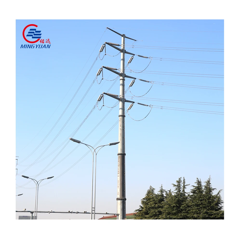 11kv concrete electrical pole hot dip galvanized power transmission tower
