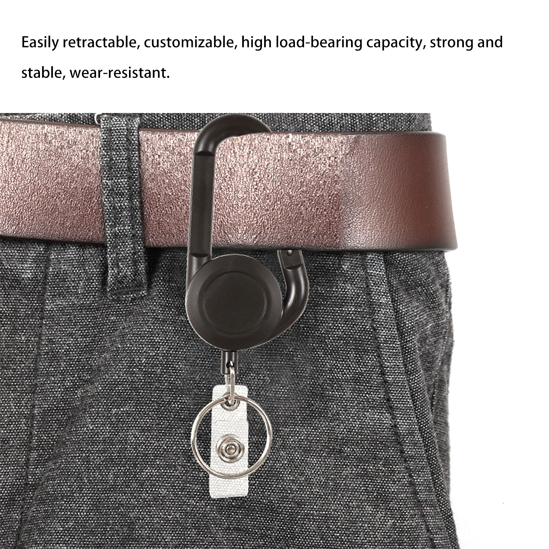 Heavy Duty Retractable Pull Id Reel Badge Lanyard Carabiner With Clip Colourful Shell String Design Keyring Retractable Keychain