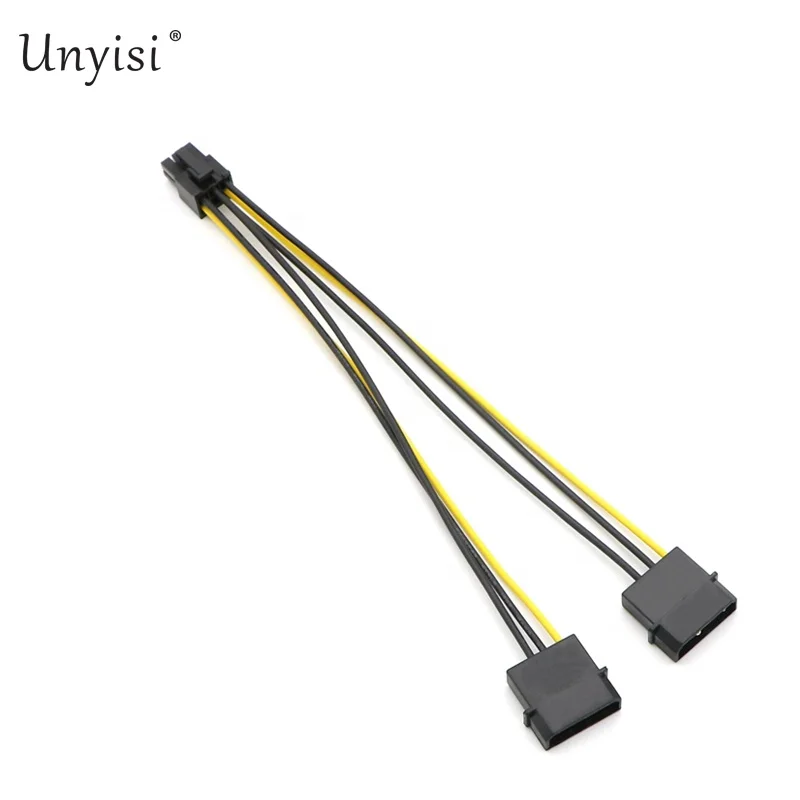 Оптовая продажа, Кабель-адаптер питания для ПК с двойным IDE Molex 4Pin на GPU 8Pin PCI-E 6 + 2Pin.
