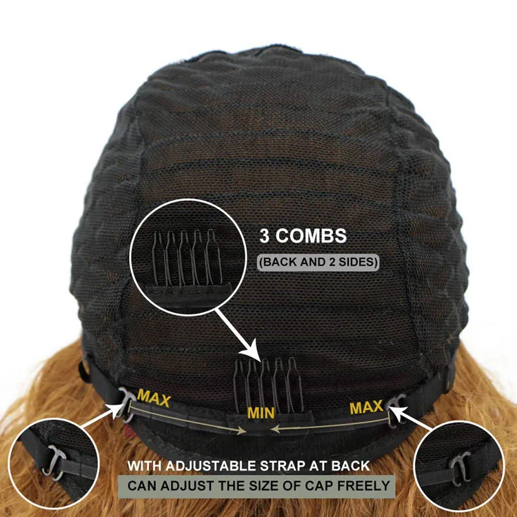 High Quality Hot Sale Cheap Nature Ombre Brown Long  Extension Wig Front Lace Kinky Curly Wave Synthetic Hair Wigs  Braiding