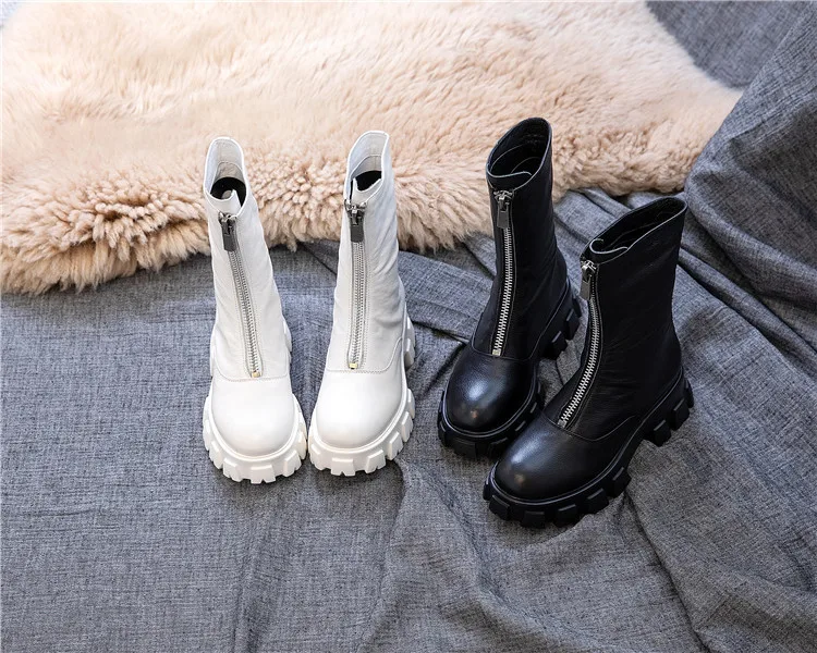 
Fashion Women Front Zipper Platform Fashion Boots Ankle Boots For Women Chunky Heels women hiking boot 