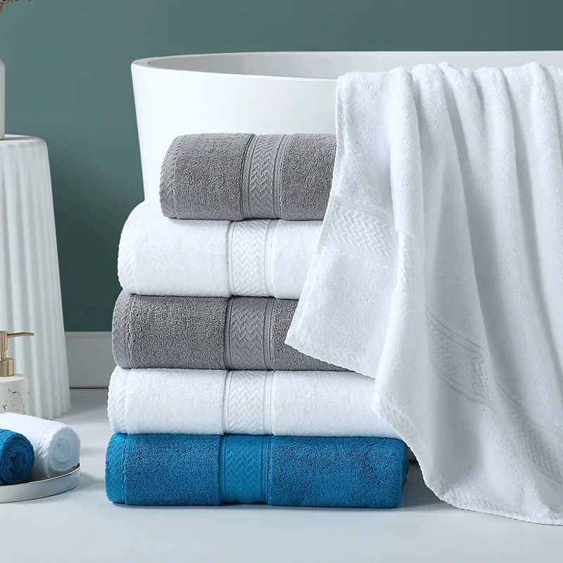 Customized Five-star Hotel Bathroom Pure Cotton White Thick Bath Absorbent Household Wrapped Large Towel