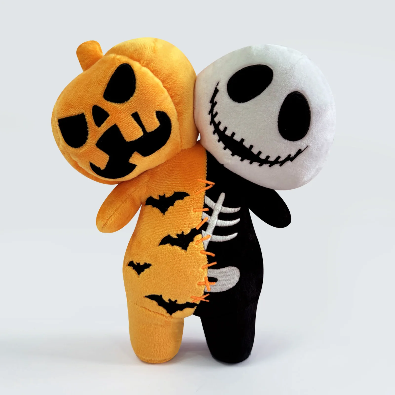 Halloween Stuffed Animal Luminous Skull Pumpkin Dual Head Glow in The Dark Bat Ghost Plush for Kids Adults Party Gifts