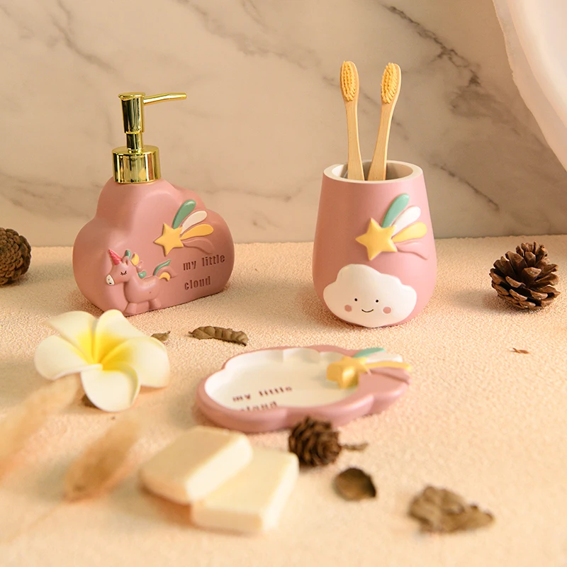 Kids bath set resin home bathroom decoration accessories