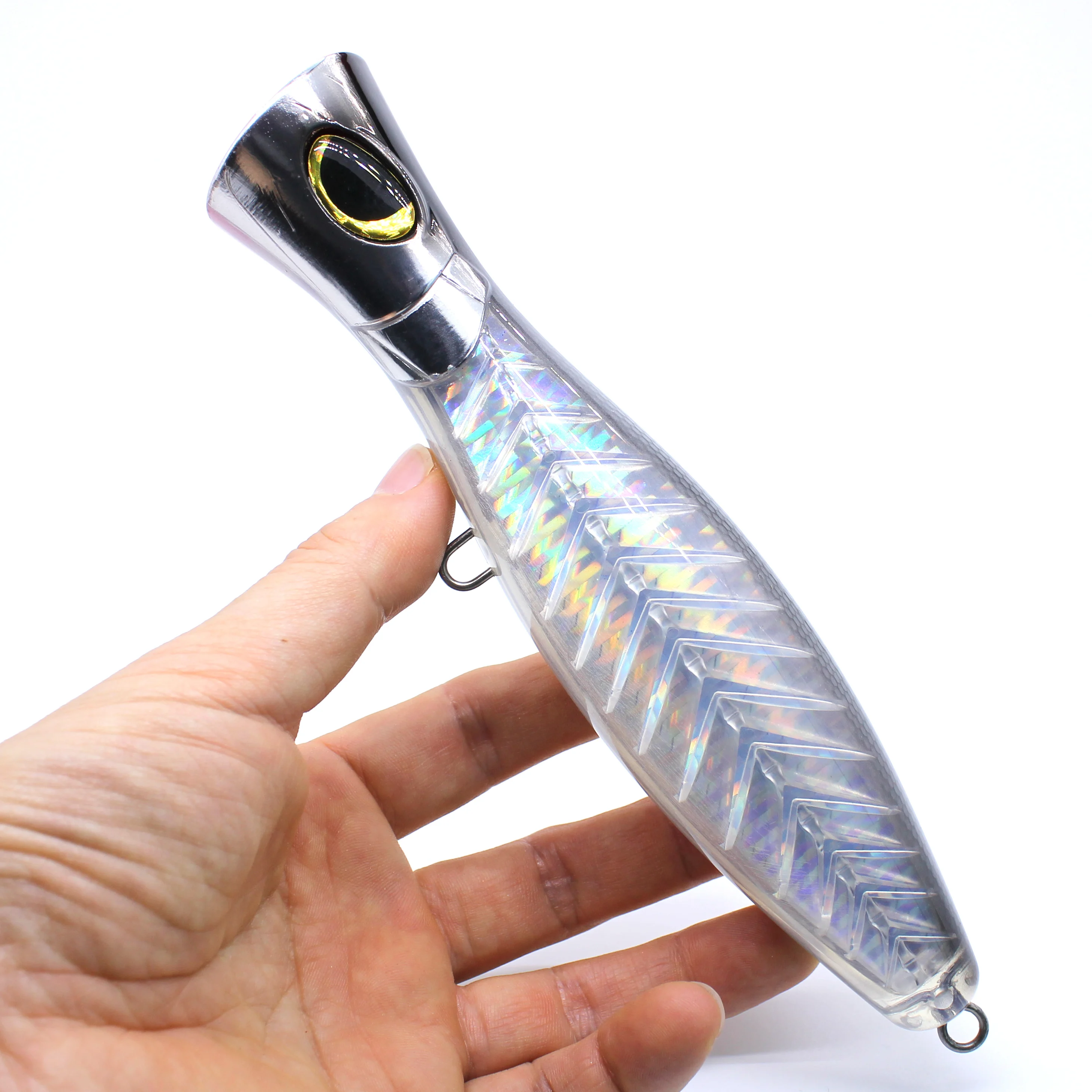 AOCLU New Flowing Big Popper 140mm 53g 180mm 105g 1PC Wire Through Fishing Lure 3D Fish Bone for Saltwater Fight