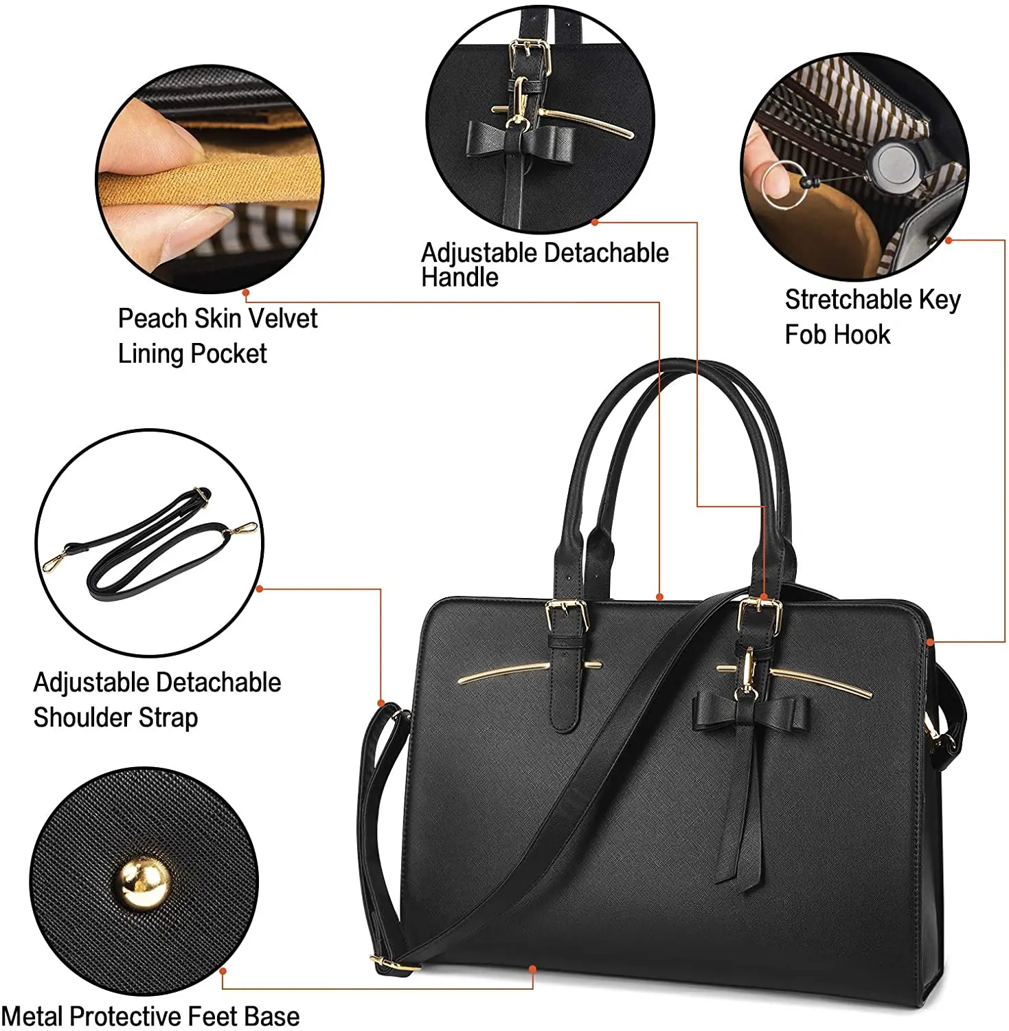15.6 inch Laptop Handbags Office Hand Bag Ladies Large Shoulder Satchel Bags PU Leather Women Briefcase Laptop Bags with USB