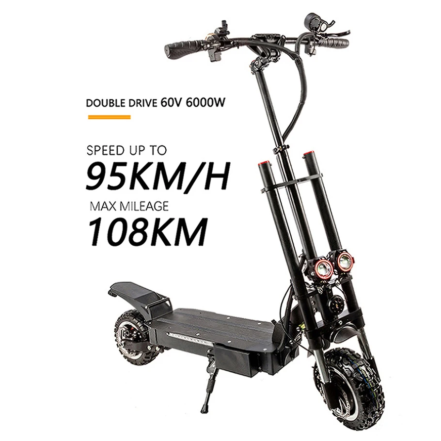 Skateboard Portable Electric Scooter 2021 Model 6000V 60V E Scooters 95KM/H Speed Electric Scooter 62CM Gapless Handlebar