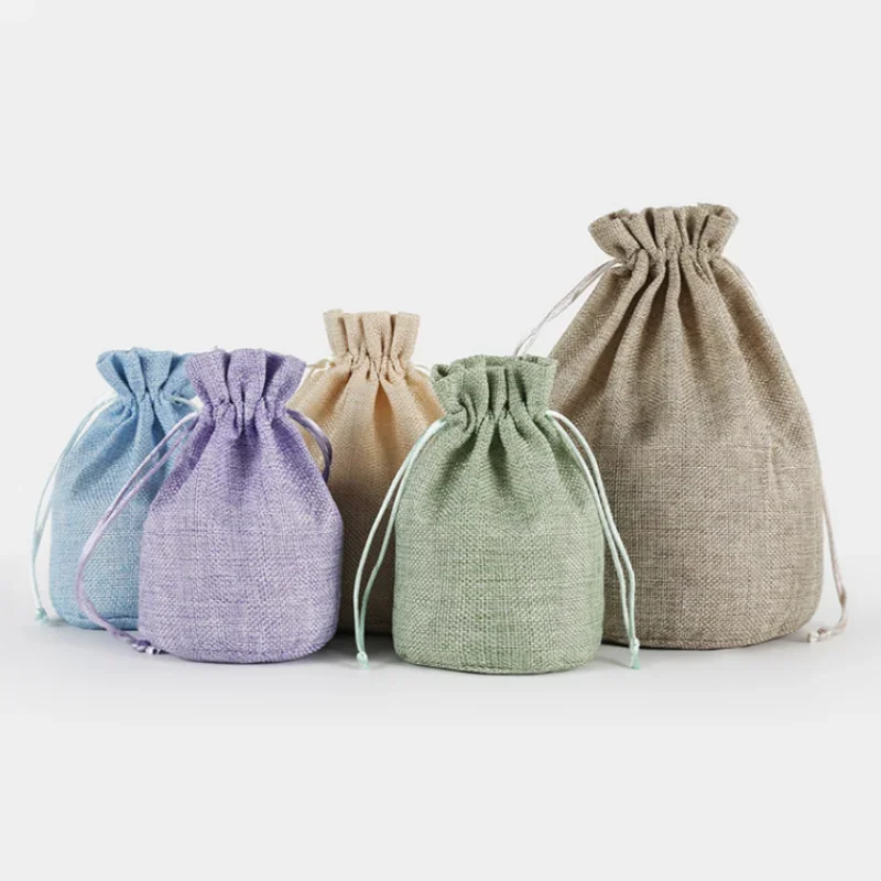 Jute Natural Burlap Gift Bags Multi Size Jewelry Travel Storage Pouch Mini Candy Jute Packing Bags for Gift Bag