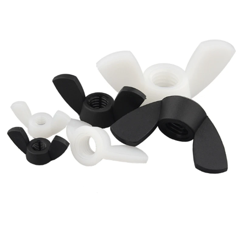 M3 M4 M5 M6 M8 M10 M12 Black/White Nylon Nut Wingnut Butterfly Nut Ingot Plastic Wing Nut