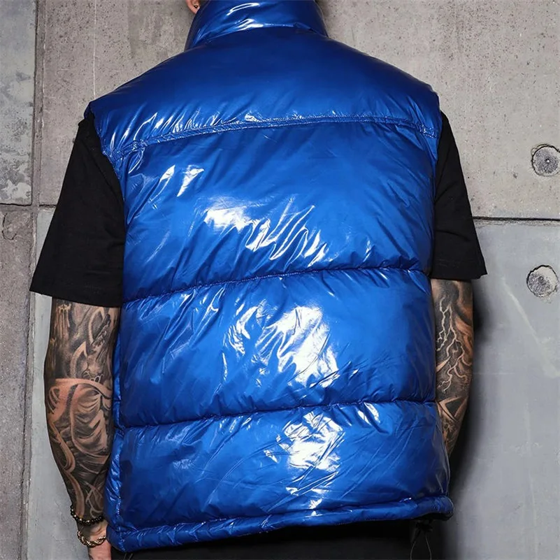 OEM custom logo solid color puffer vest thick warm bubble vest jacket casual winter quilted down vest