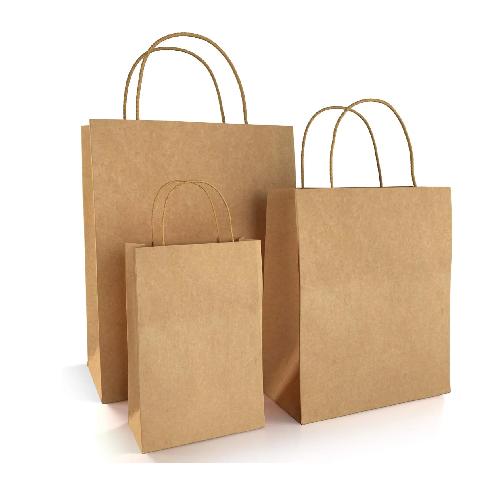 Recyclable Gift Shopping Packaging Christmas Grocery Tote Technology Wholesale Price Sewn Kraft Paper Bag