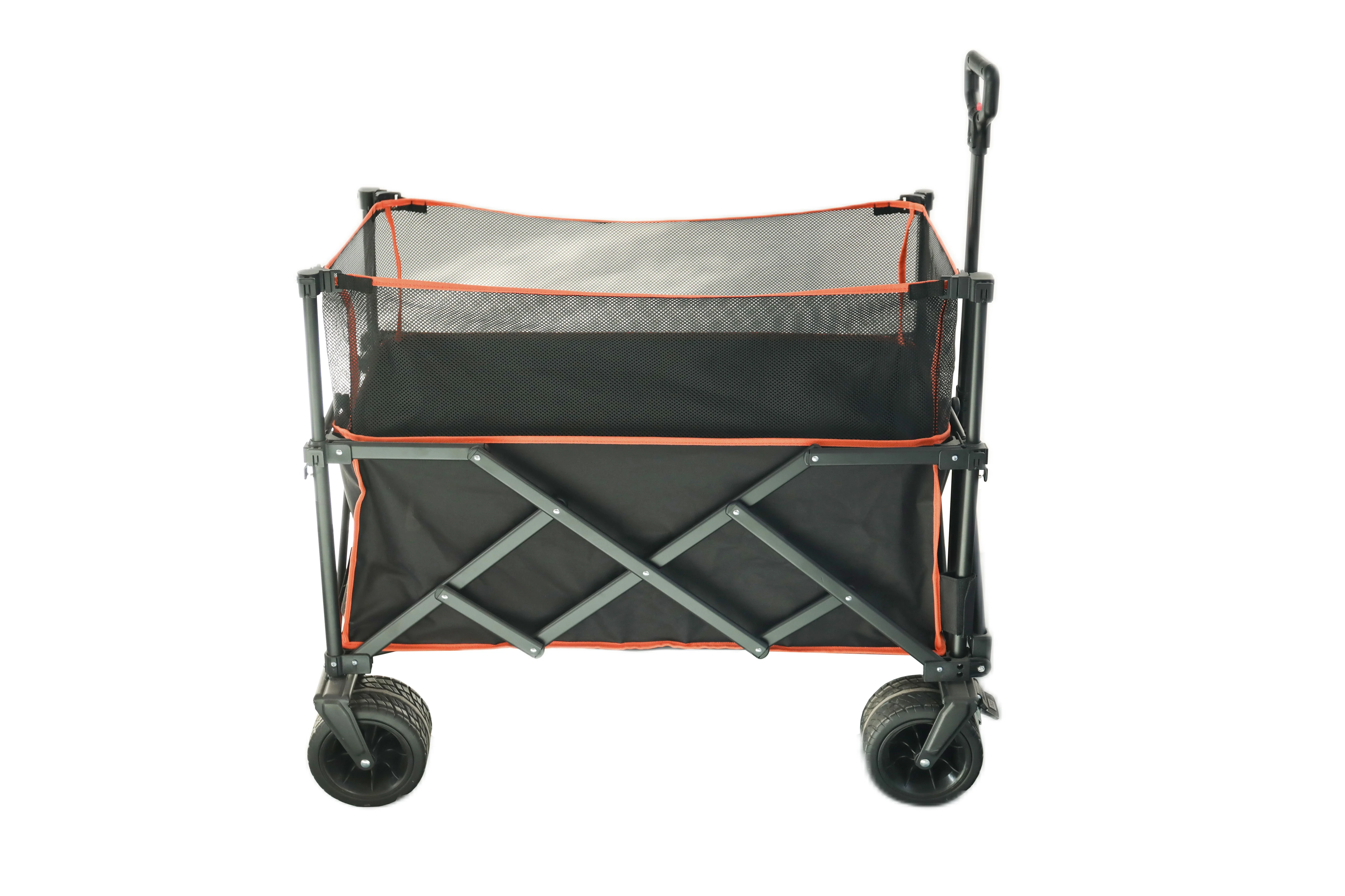 New design Baby Cart Wagon Outdoor Foldable Gathering Trolleys Folding Camping Wagon Cart with mesh