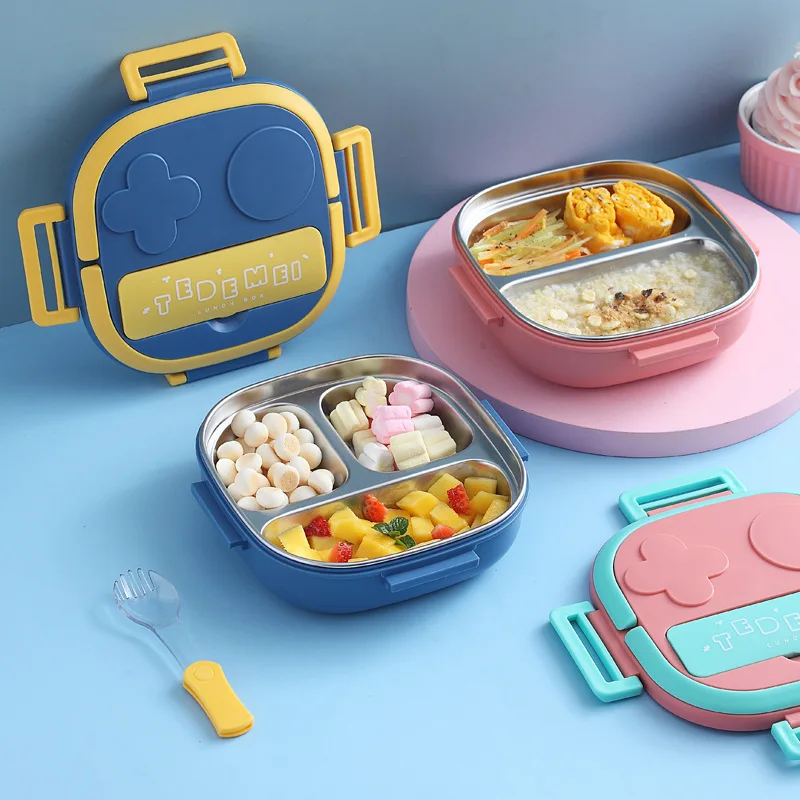 Factory wholesale 304 portable stainless steel lunch box Robot shaped lunch boxes for children and babies