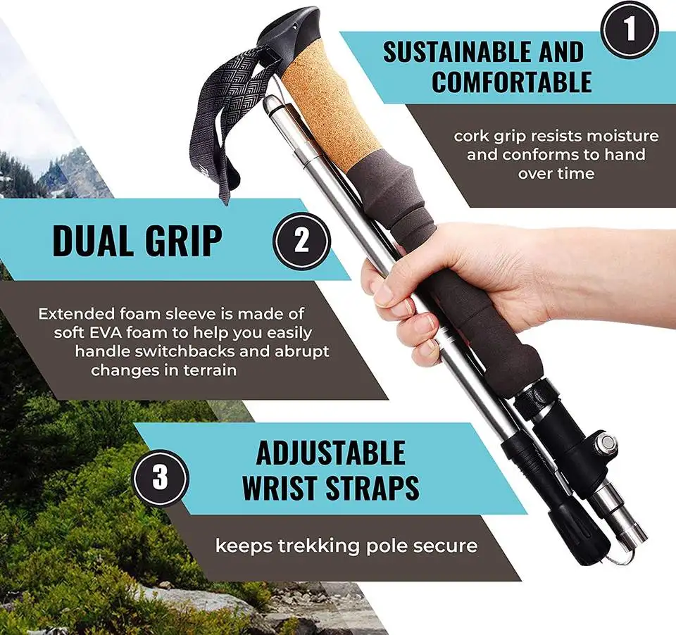 Outdoor adjustable aluminum canopy metal pole sunshade tent pole four telescopic aluminum camping poles