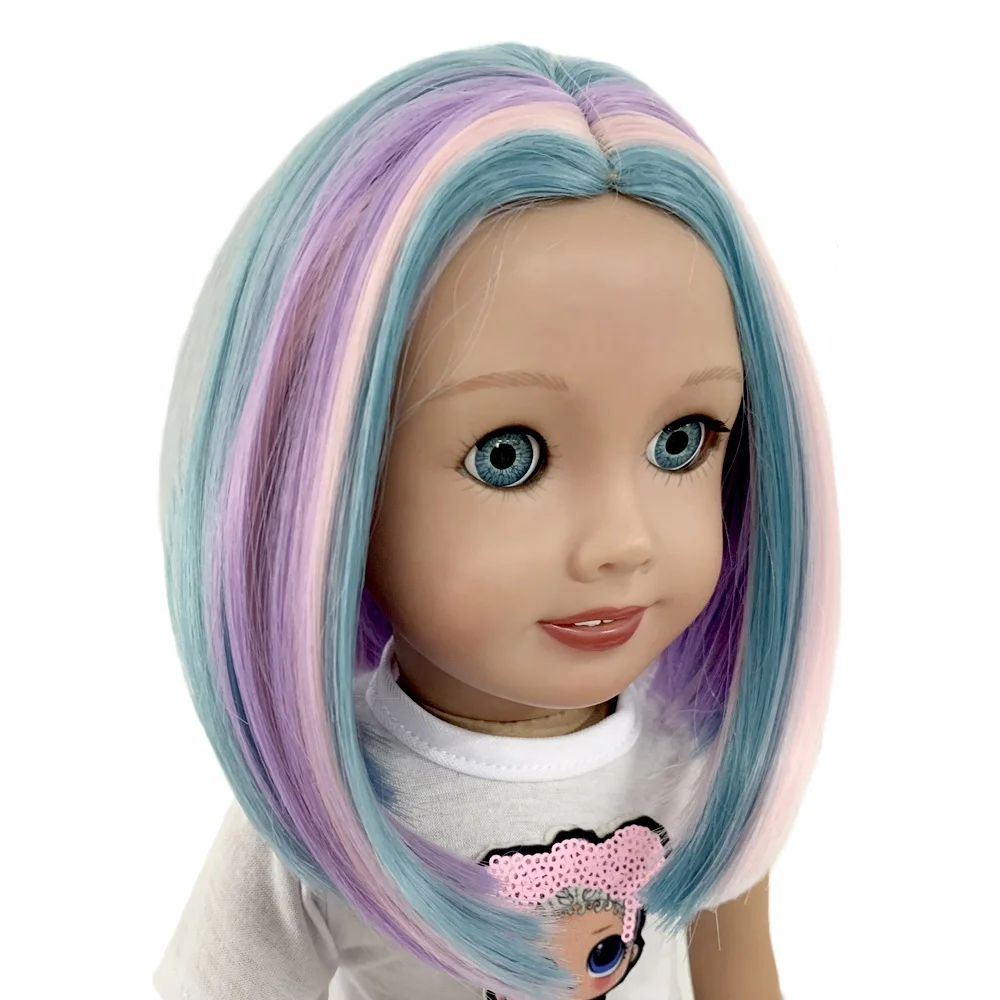 2021The New-Hot Sale Beautiful Long Curly blue mix color Wig For 18 inches Doll Fashion BJD Doll Accessories