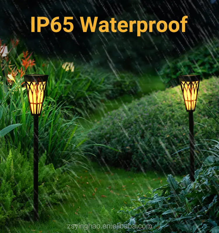Creative Simulation Lamp Led Waterproof Solar Torch Light With Flickering Flame For Garden Outdoor