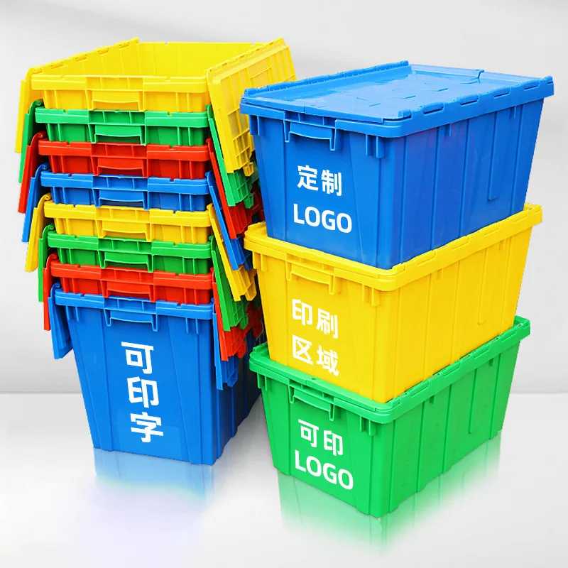 Royaumann Premium Custom Plastic Turnover Storage Boxes & Bins Containers with Hinged Attached Lid for Fruits Vegetables Storage