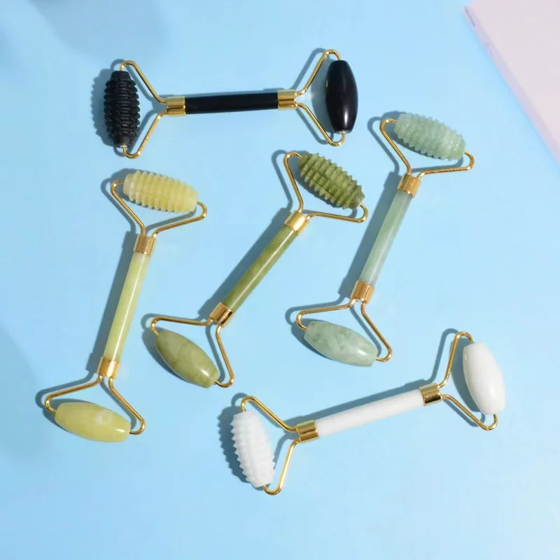 hot selling DIY natural black jade roller guasha set for face jade rolelr noise free jade roller massager
