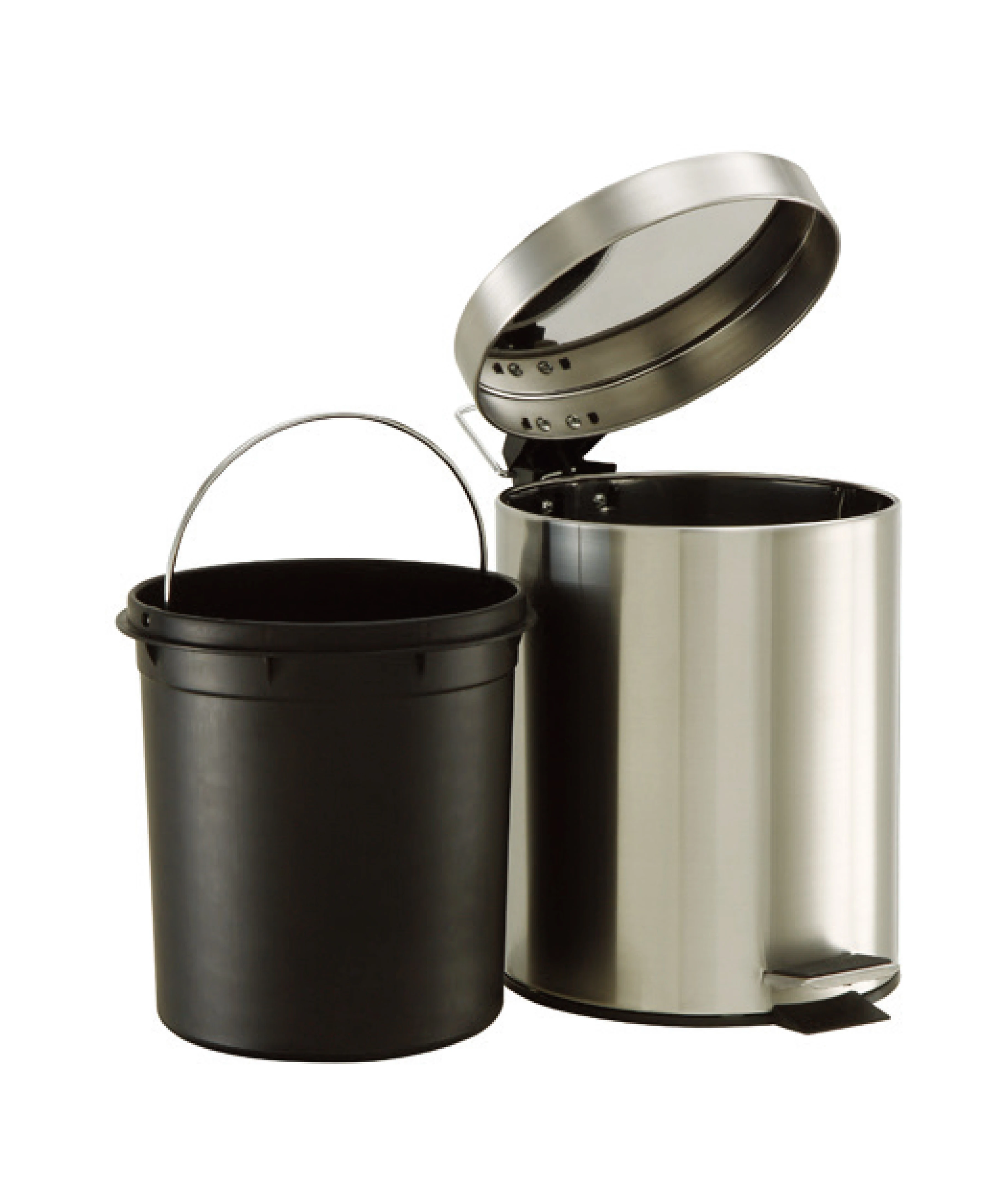 
Basic Style Round Shape Waste Bin 3/5/7/12/20/27/30L Stainless Steel Garbage Trash Bin Metal Trash Can with inner bucket 
