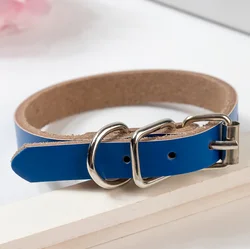Wholesale Metal Buckle Adjustable Genuine Leather Dog Collars Leather Pet Collars Cow Leather Dog Collar