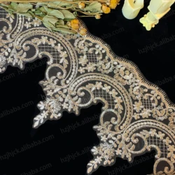 IN-STOCK Factory Wholesale Price Custom Gold Polyester Sewing Embroidery Lace Trim For Clothes Home textile Curtain