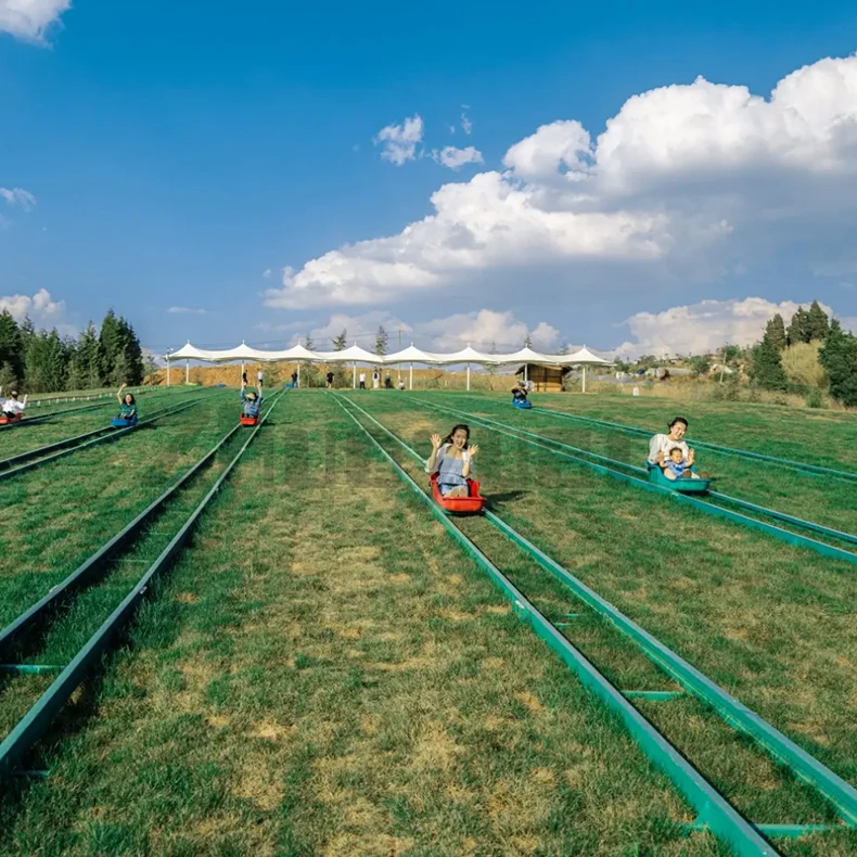 New Trend Amusement Park Tourist Attraction Park Attracts Customers Grassland Artificial Ski Track Grass Skating