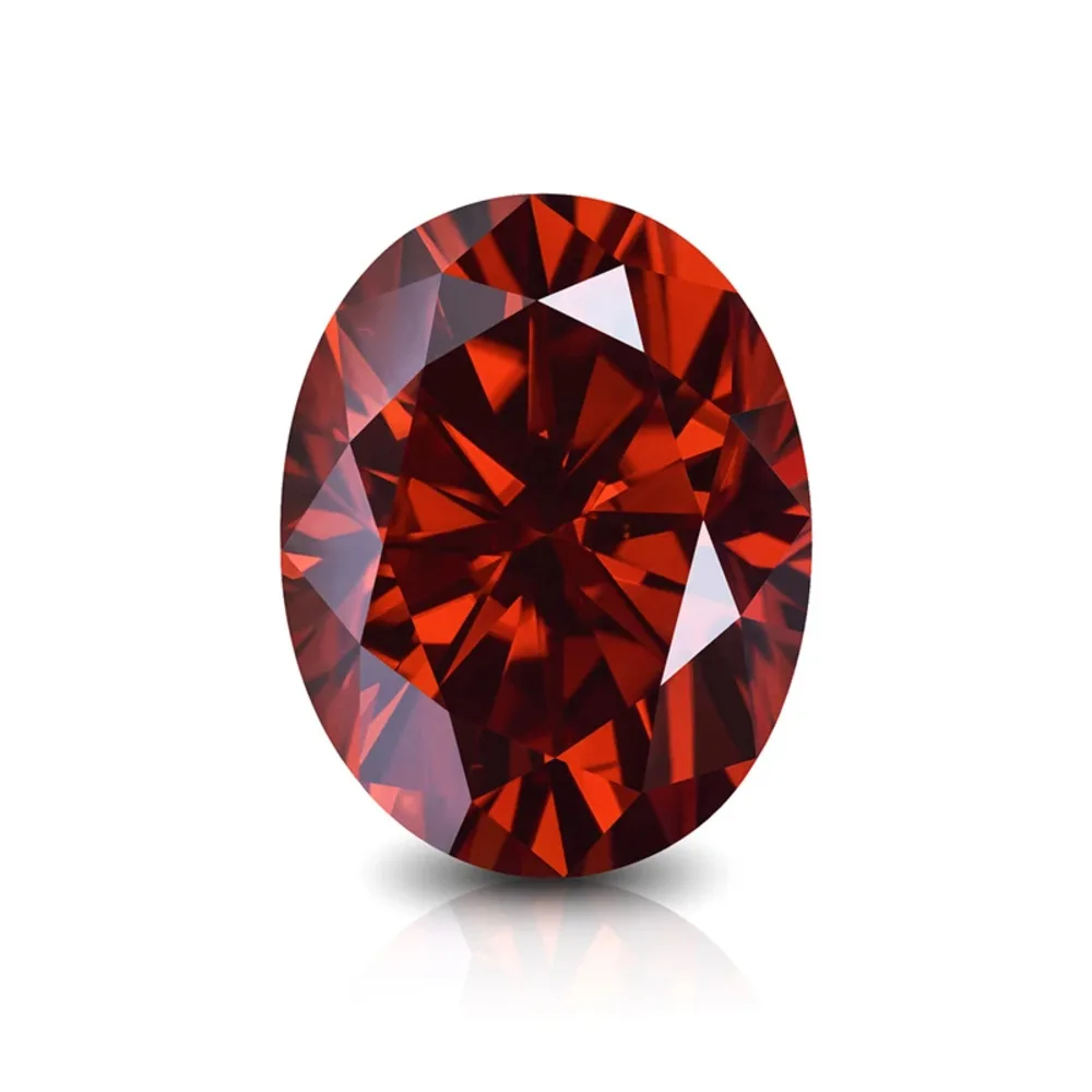 Pomegranate Plated Red Colour Moissanite Diamonds 1ct-5ct Oval Shape Loose Stone D VVS Brilliant Cut with GRA for Jewelry Making
