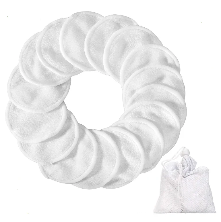 Ready to Ship Eco Friendly Reusable Bamboo Terry Makeup Remover Pads Washable Organic Cotton Face Rounds Facial Cleansing Wipes