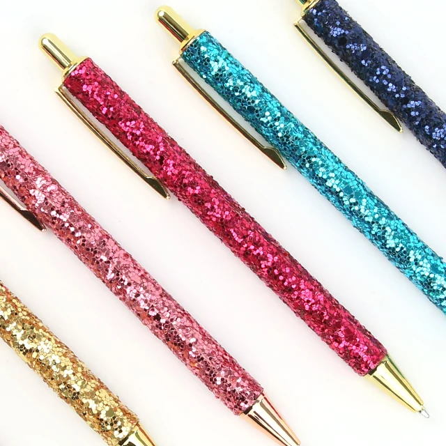 Акция 2021, розничная продажа, подарок для девочки, цветная блестящая металлическая ручка с блестками, Индивидуальный Дизайн OEM