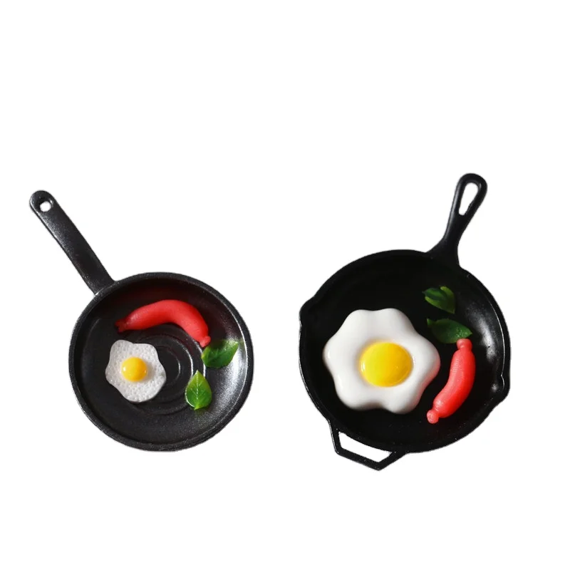 Dollhouse Food Play Miniature Scene Ob11 Pan Steak Egg Sausage Skillet Dollhouse Accessories